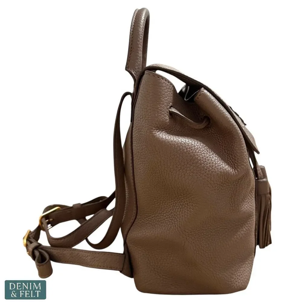 Tory Burch Sand McGraw Leather Backpack w/‎ Tassel Detail, Adjustable Straps